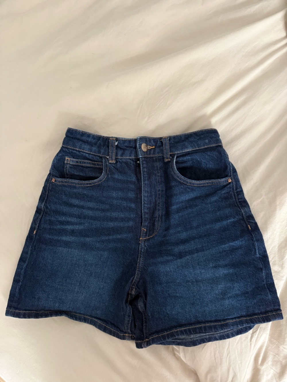 Zara Dark Blue High-Rise Denim Shorts